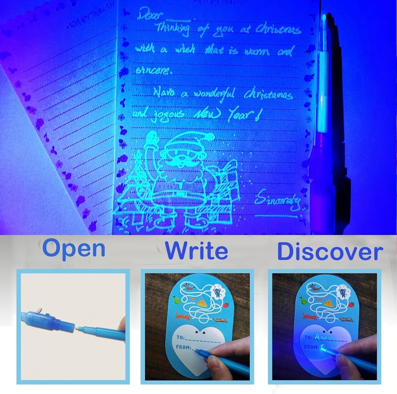 SCStyle 56 Pcs Party Favors | Valentines Day Cards 28Pcs and 28 Invisible Ink Pen with UV Light,Writing Secret Information Bag Gifts for Students Classroom Favors,Valentines Day for Kids Gifts Set - Image 3